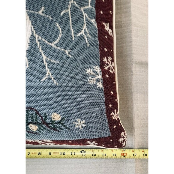 VTG Snowman Tapestry Throw Pillows 16x16 Lot of 2 Winter Christmas Holiday Decor - Picture 7 of 11